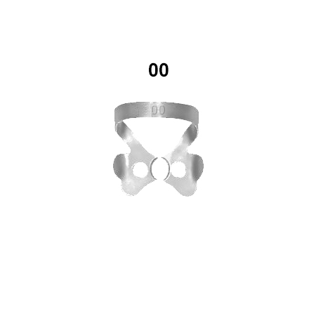 Anterior clamps: 00 (Rubberdam clamps)