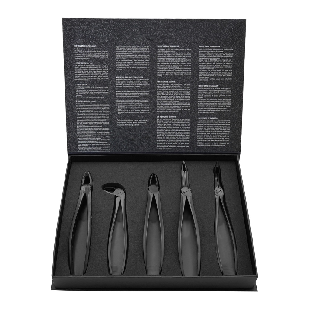 Extracting Forceps Set of 5 Black Plasma
