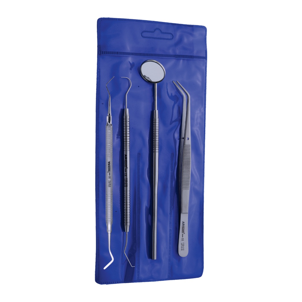 Examination Set of 5 Explorer, Mirror, Mirror Handle, Tweezer, Heidmann Spatula