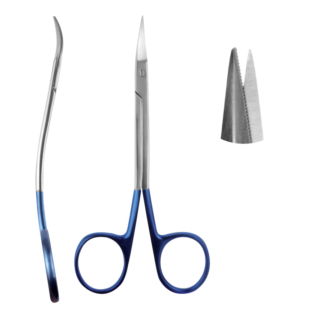 Scissor La Grange Serrated Double Curve 13.5cm Titanium/Plasma Blue