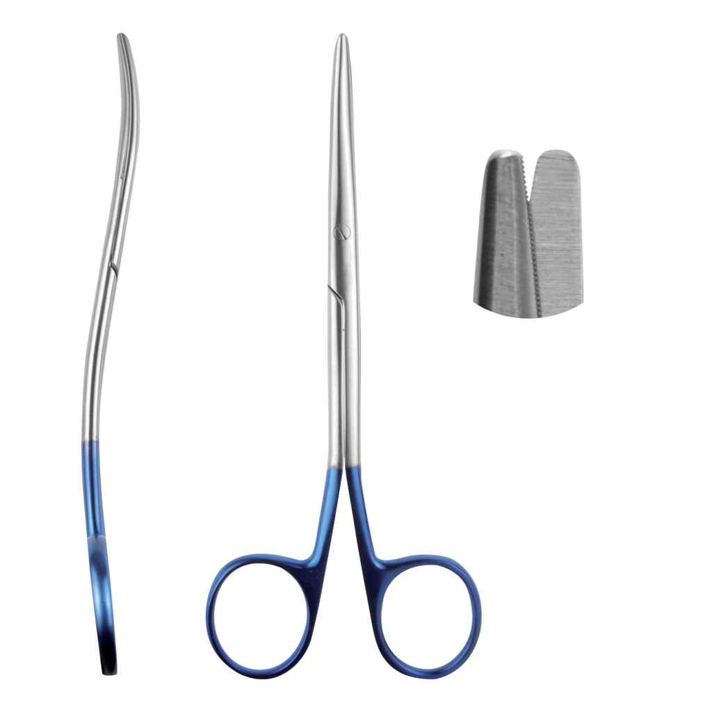 Scissor Metzenbaum Serrated Double Curve 14.5cm Titanium/Plasma Blue