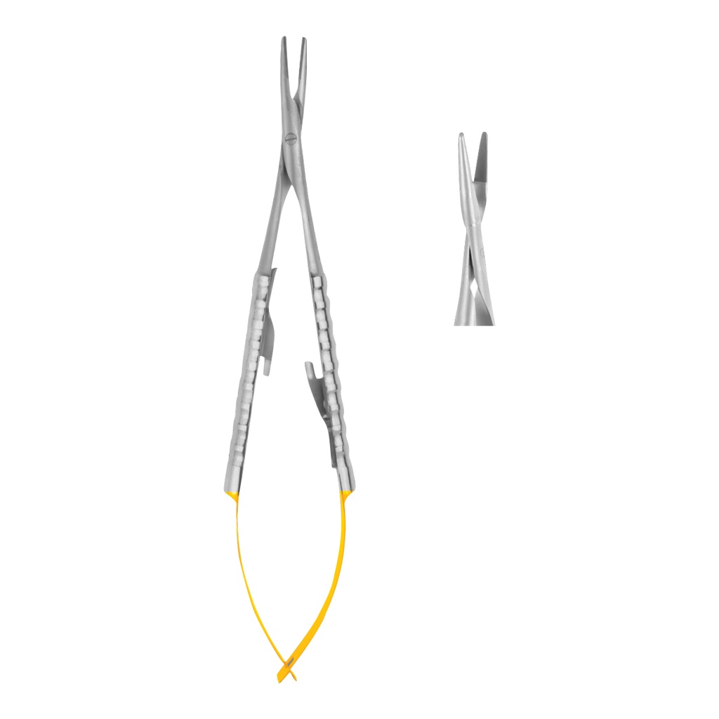 Micro Castroviejo Needle Holder Straight 14cm (TC) Gold