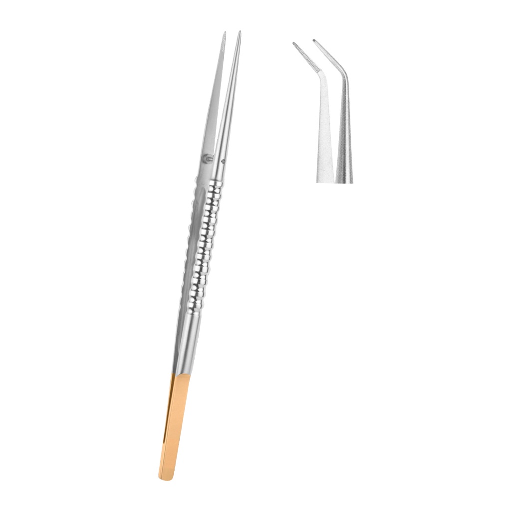 Tweezer Serrated Tip Curved 18cm